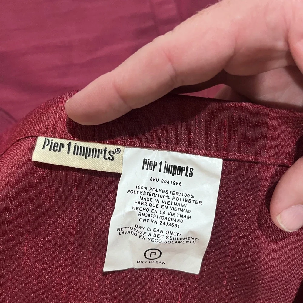 Pier 1 Imports Burgundy Faux Silk Slub Curtain Panels 54x118‎ 2pc Elegant Vtg